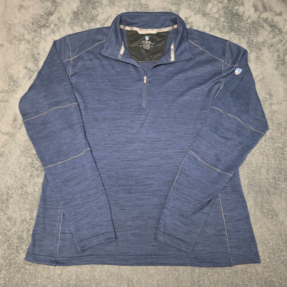 Kuhl Quarter Zip Mens XL Blue Space Dye Pullover Thumbhole Hiking Outdoor
